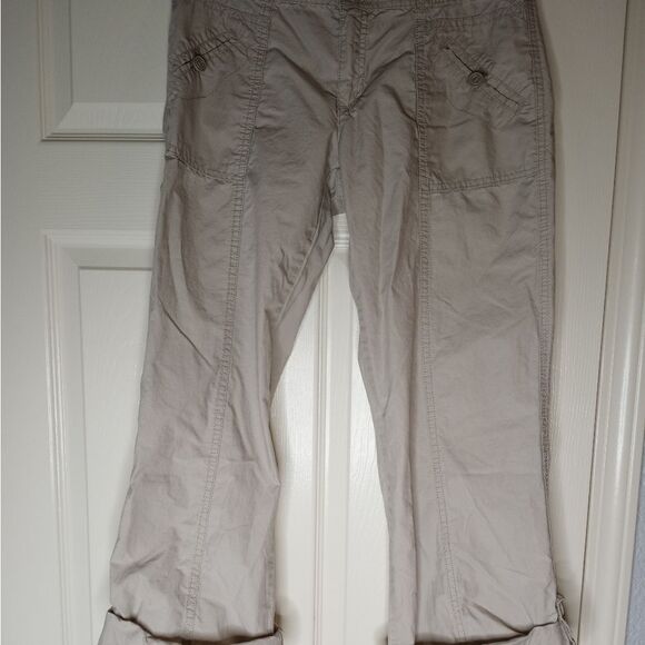 Gap Surplus 6 Beige Pockets Zippers Women's A- Length Pants - Picture 1 of 10